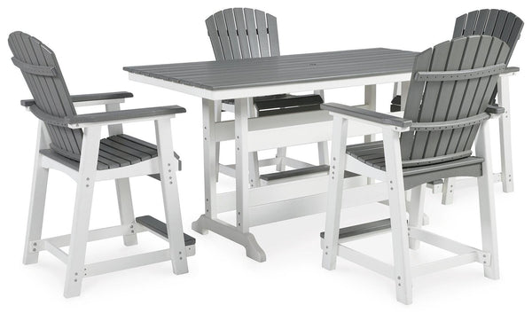 Transville Outdoor Counter Height Dining Table with 4 Barstools