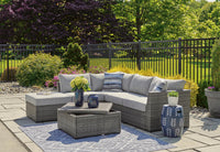Halden Point Outdoor Loveseat Sectional/Ottoman/Table Set (Set of 4)