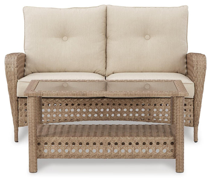 Kiama Point Outdoor Loveseat with Table (Set of 2)