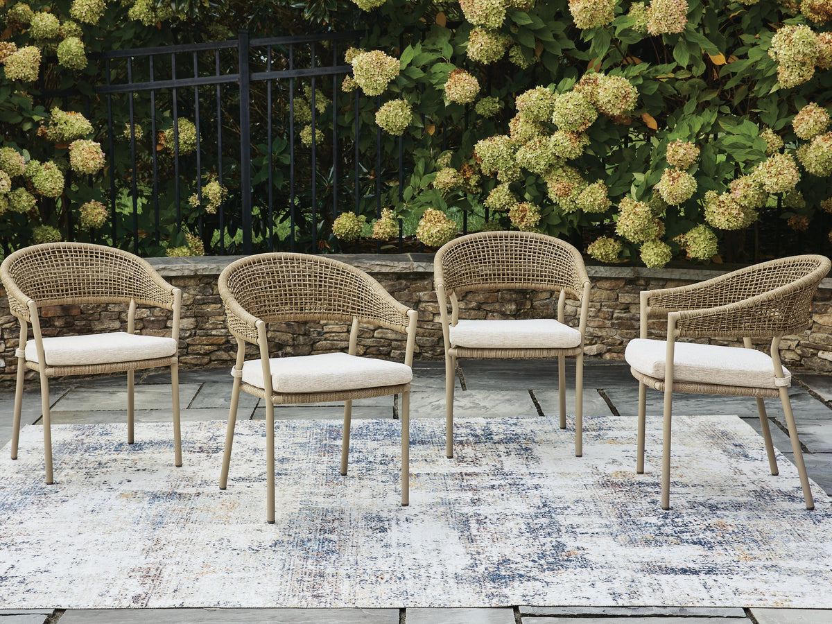 Rosie Bay Outdoor Arm Chair with Cushion (Set of 4)