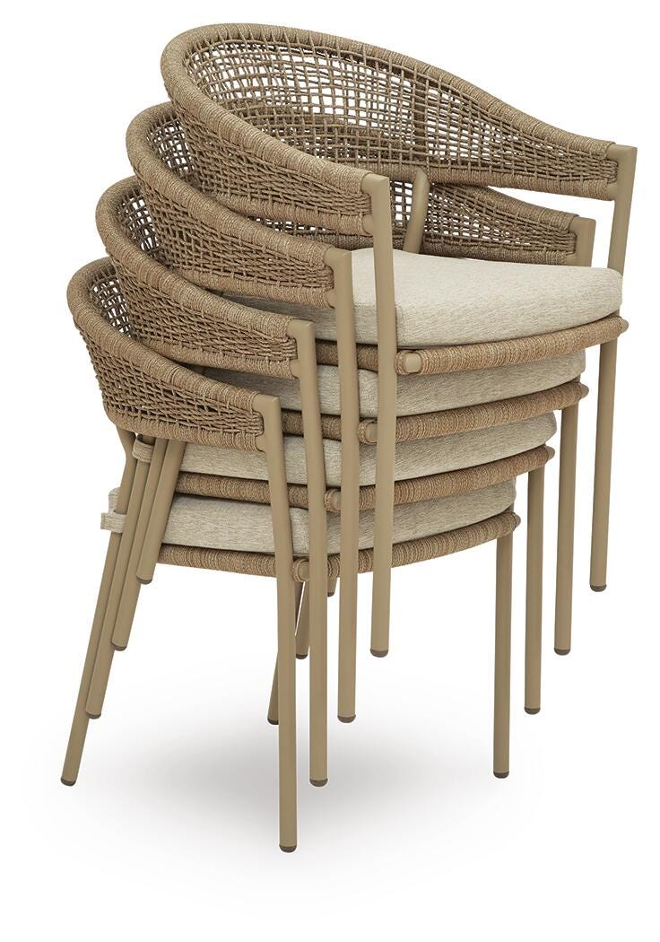 Rosie Bay Outdoor Arm Chair with Cushion (Set of 4)