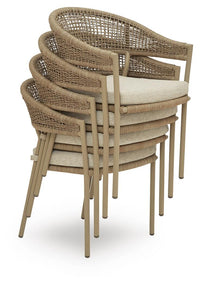Rosie Bay Outdoor Arm Chair with Cushion (Set of 4)