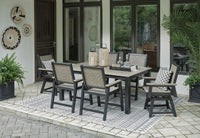 Marchesa Outdoor Dining Table with 2 Swivel Arm Chairs and 4 Arm Chairs