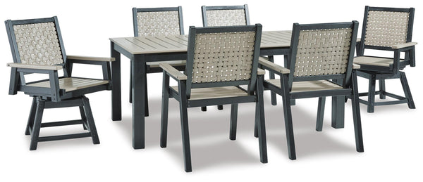 Mount Valley Outdoor Dining Table, 2 Swivel Arm Chairs and 4 Arm Chairs