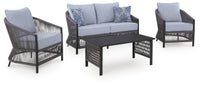 Solen Bodega Island Outdoor Love/Chairs/Table Set (Set of 4)