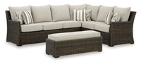 Marnie Outdoor Sofa Sectional/Bench with Cushion (Set of 3)