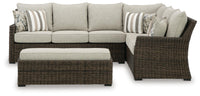 Marnie Outdoor Sofa Sectional/Bench with Cushion (Set of 3)