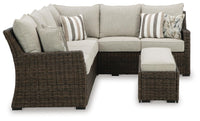 Marnie Outdoor Sofa Sectional/Bench with Cushion (Set of 3)