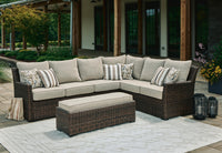 Marnie Outdoor Sofa Sectional/Bench with Cushion (Set of 3)