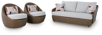 Millie Park Outdoor Loveseat/2 Swivel Chairs (Set of 3)