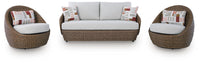 Millie Park Outdoor Loveseat/2 Swivel Chairs (Set of 3)
