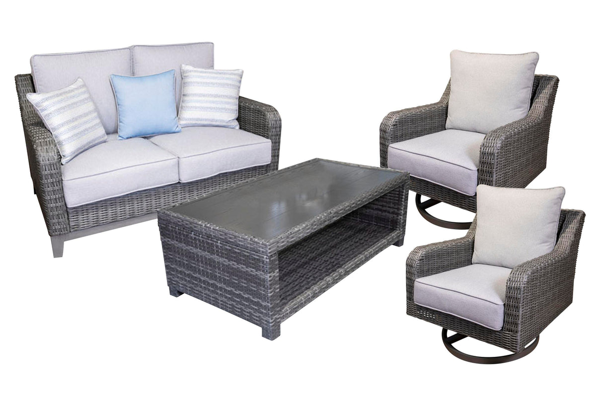 Axis Outdoor Loveseat with 2 Lounge Chairs and Coffee Table