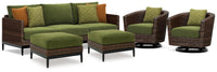 Ashdown Outdoor Sofa with 2 Lounge Chairs and 2 Ottomans