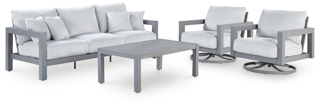 Amoretta Outdoor Sofa with 2 Lounge Chairs and Coffee Table