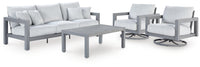 Amoretta Outdoor Sofa with 2 Lounge Chairs and Coffee Table