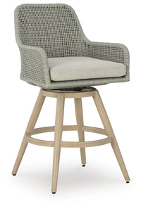 Hensley Outdoor Bar Height Barstool with Cushion (Set of 2)