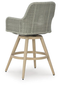 Hensley Outdoor Bar Height Barstool with Cushion (Set of 2)