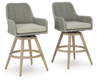 Hensley Outdoor Bar Height Barstool with Cushion (Set of 2)