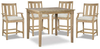 Marlie Outdoor Counter Height Dining Table with 4 Barstools