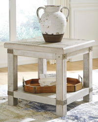 Wilton End Table in White Wash Gray