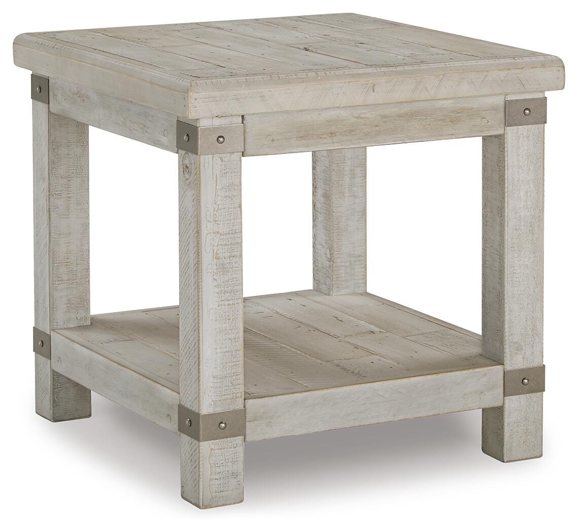 Wilton End Table in White Wash Gray
