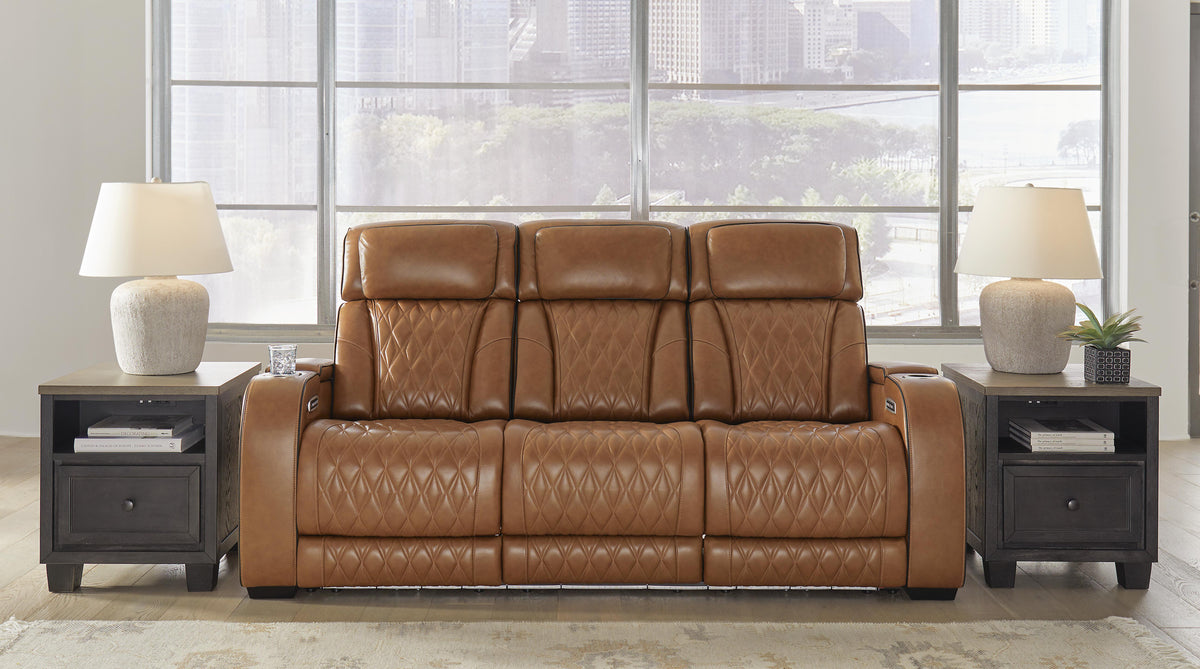 Anvilbrook Power Reclining Sofa in Caramel