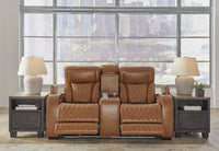 Anvilbrook Power Reclining Loveseat with Console in Caramel