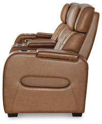 Anvilbrook Power Reclining Loveseat with Console in Caramel