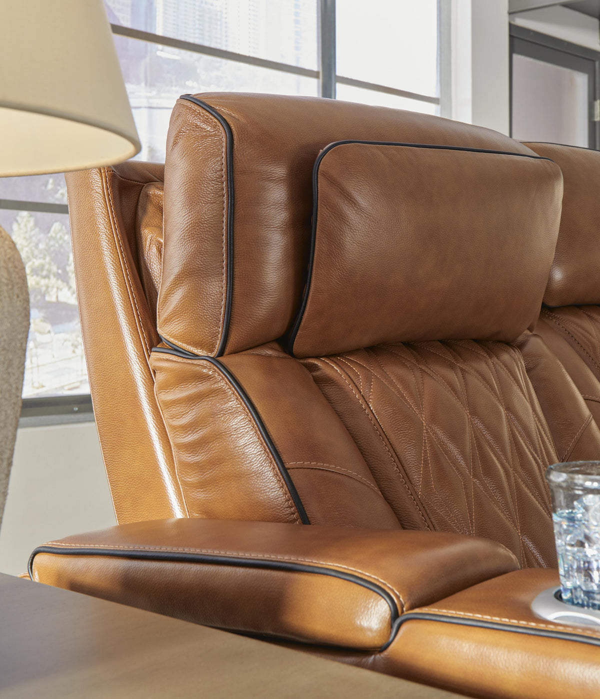 Anvilbrook Power Reclining Loveseat with Console in Caramel