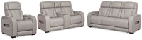 Anvilbrook Power Reclining Sofa with Loveseat and Recliner in Gray