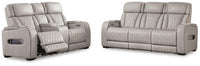 Anvilbrook Power Reclining Sofa with Loveseat and Recliner in Gray