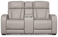 Anvilbrook Power Reclining Sofa with Loveseat and Recliner in Gray