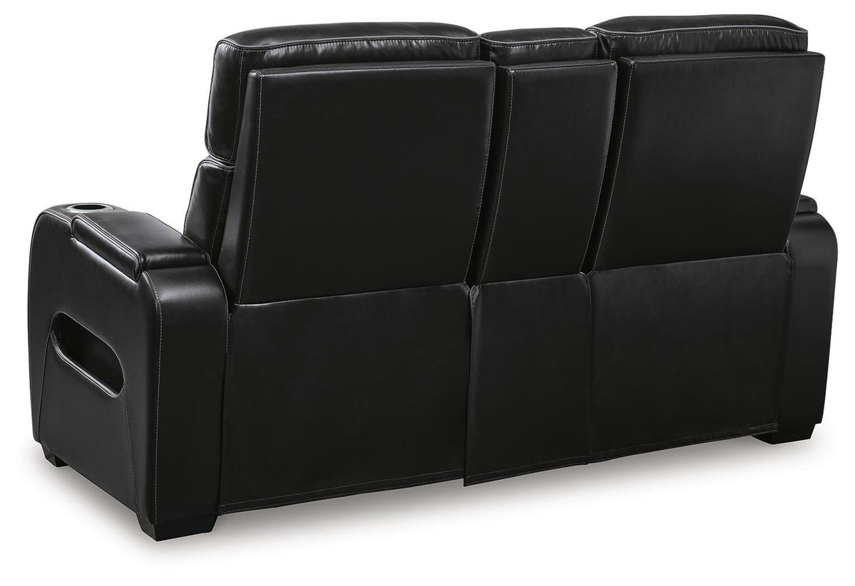 Anvilbrook Power Reclining Loveseat with Console in Black