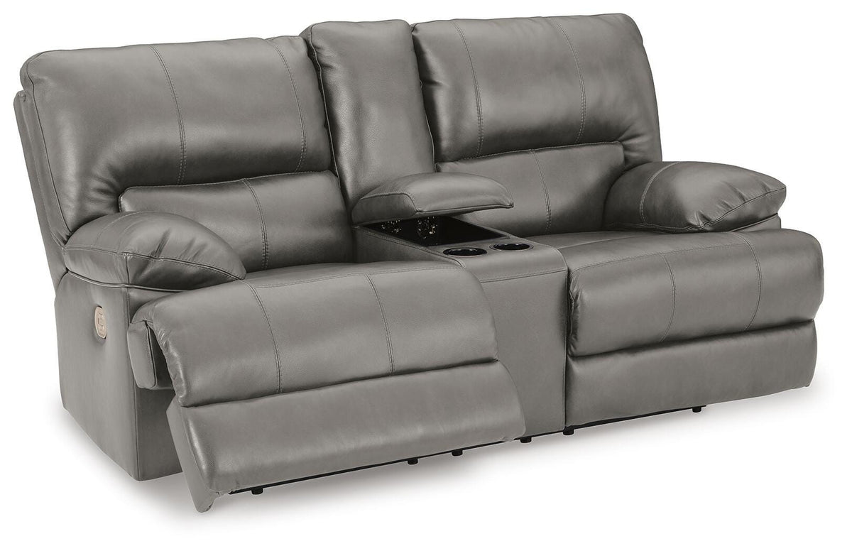 Steelmark Power Reclining Loveseat with Console in Gray