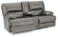 Steelmark Power Reclining Loveseat with Console in Gray