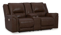 Chatsworth Bay Power Reclining Loveseat with Console in Dark Brown
