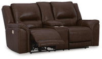 Chatsworth Bay Power Reclining Loveseat with Console in Dark Brown