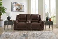 Chatsworth Bay Power Reclining Loveseat with Console in Dark Brown